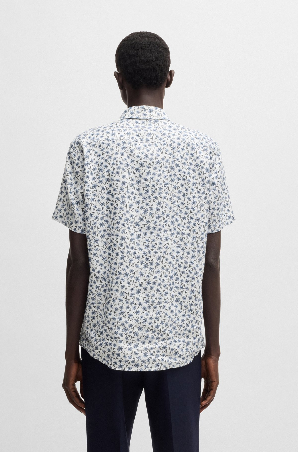 SLIM-FIT SHIRT IN FLORAL-PRINT STRETCH LINEN - 5