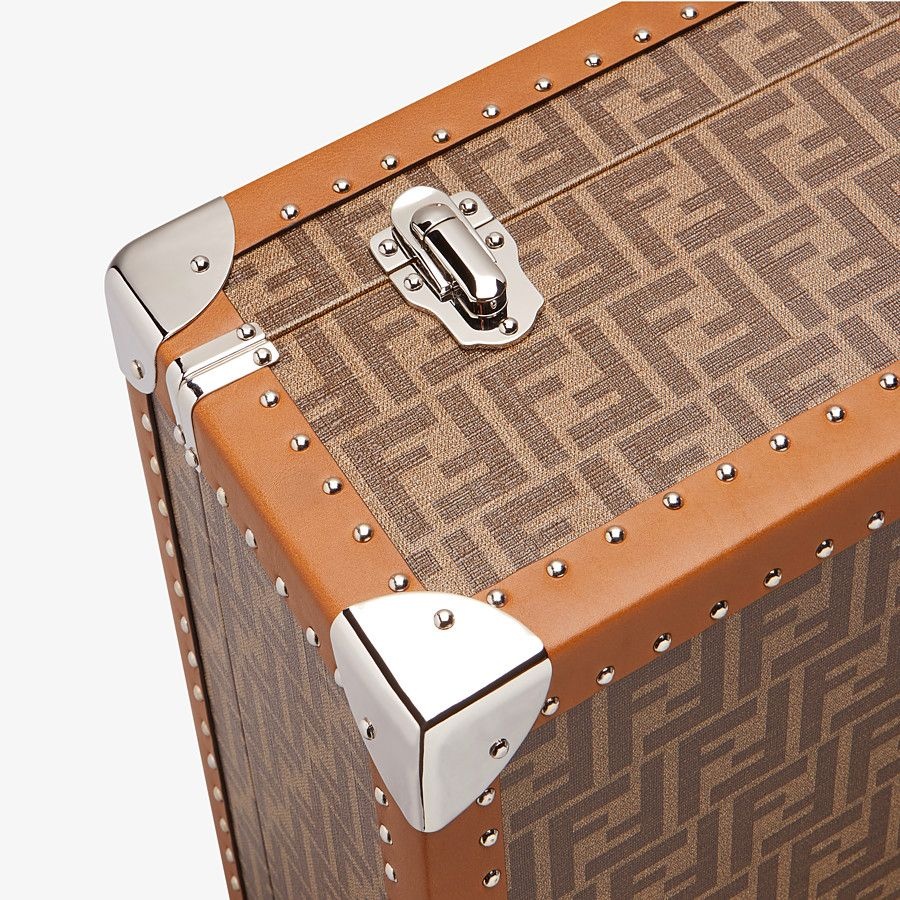 Brown fabric suitcase - 5