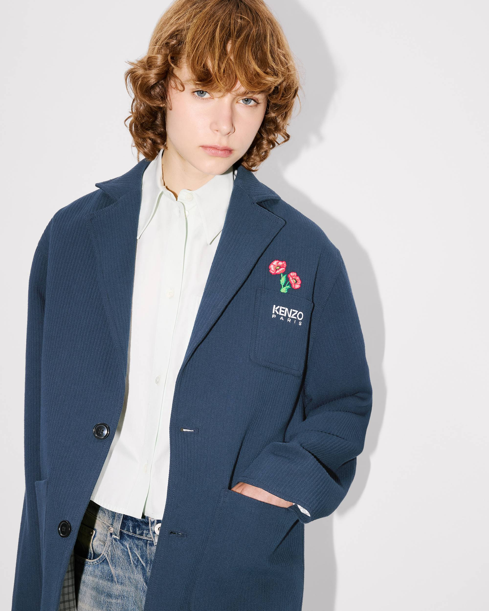 'KENZO Archive Bouquet' embroidered workwear jacket in ribbed cotton - 7