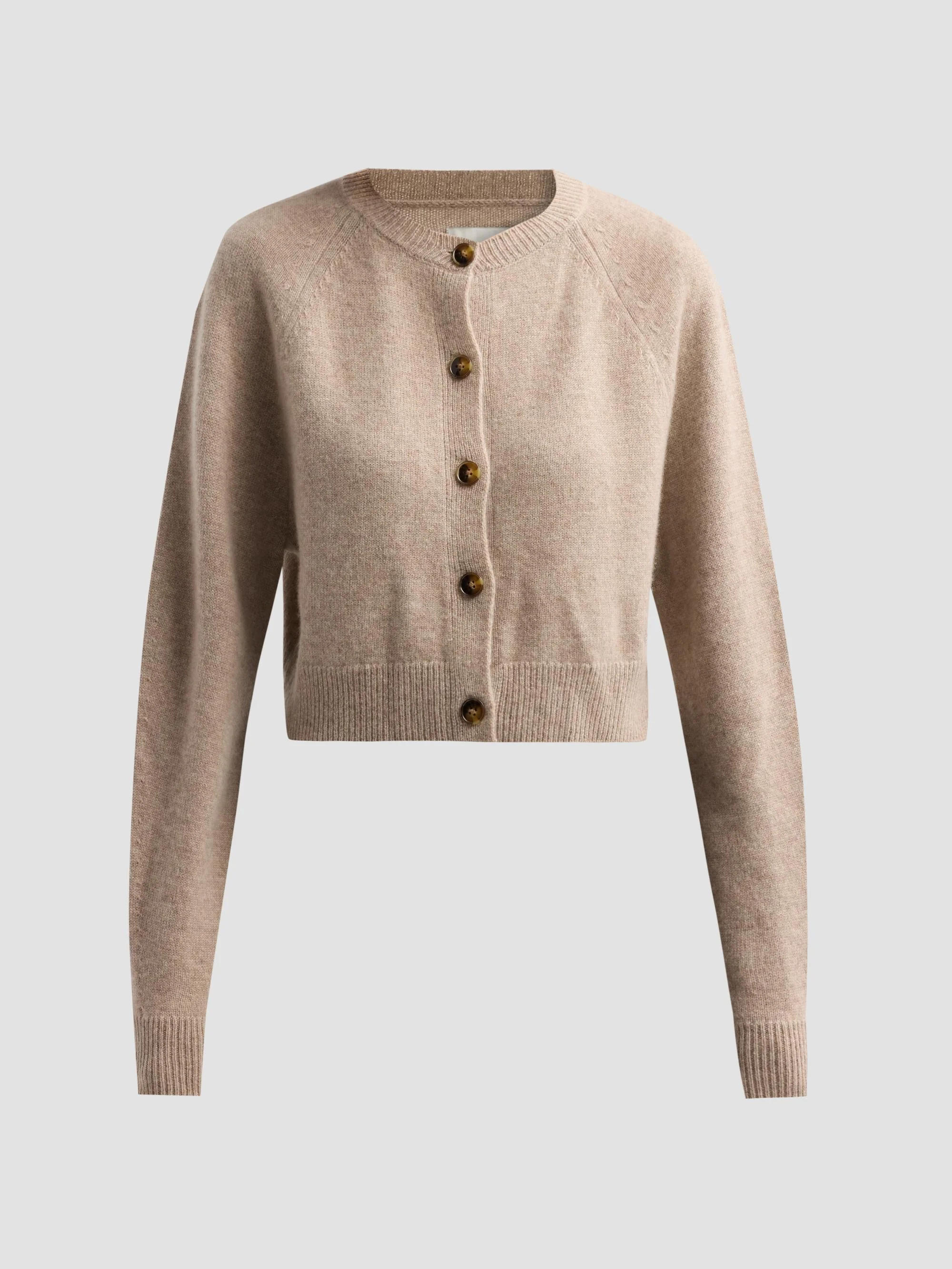 Women's Heike Cashmere Crop Cardigan - Coast Beige - 1