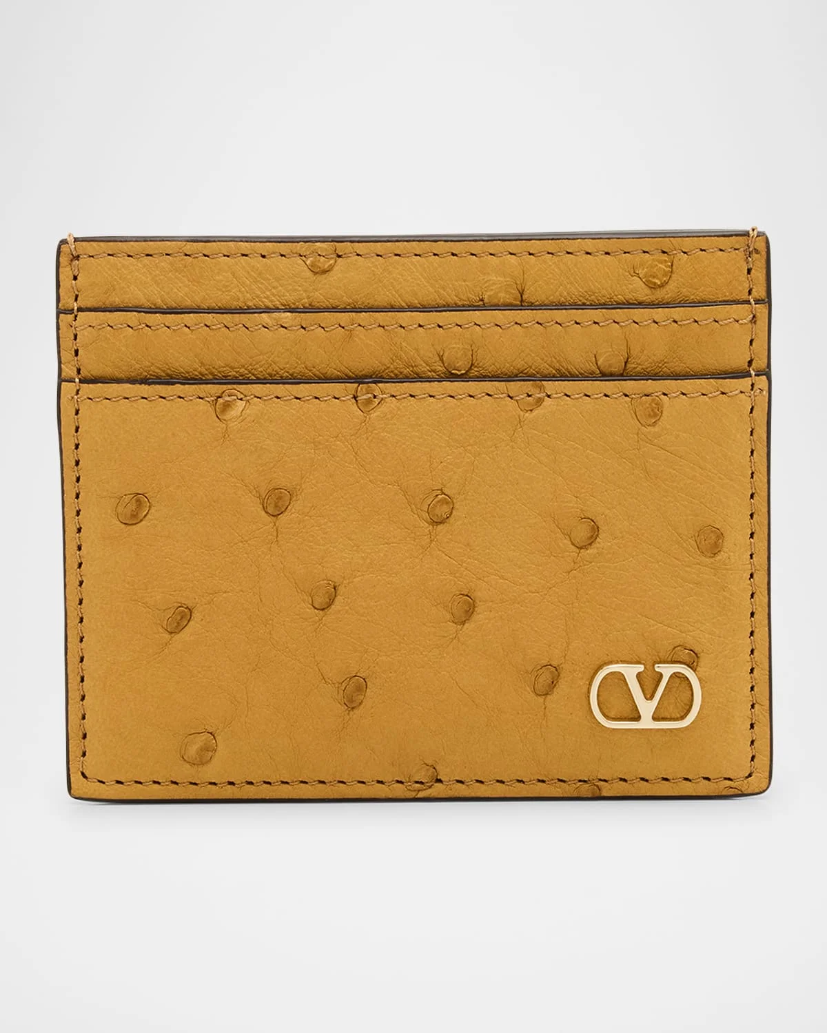 Men's Ostrich-Effect VLogo Card Holder - 1