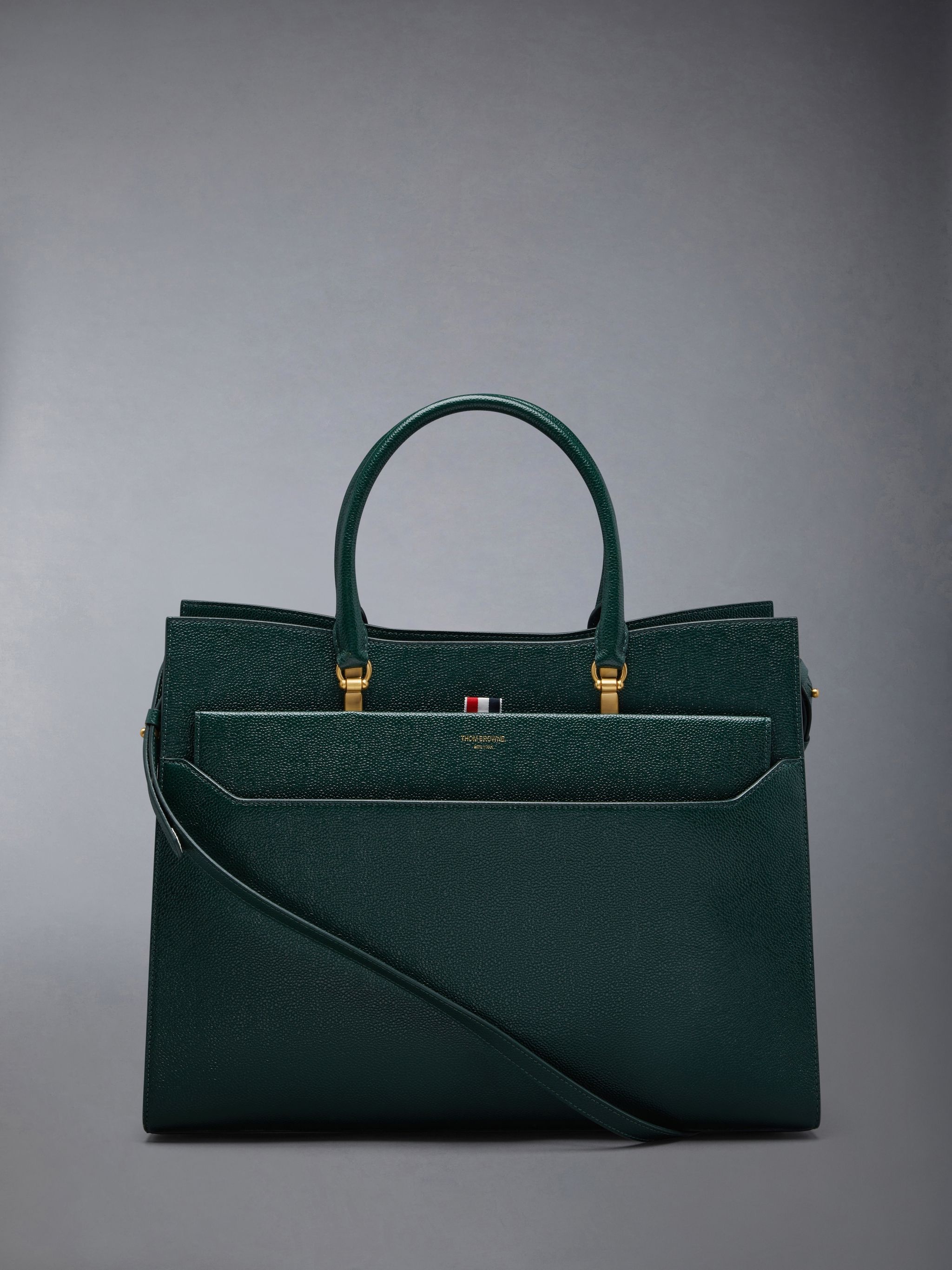 Pebble Grain Leather Large Duet Tote - 1