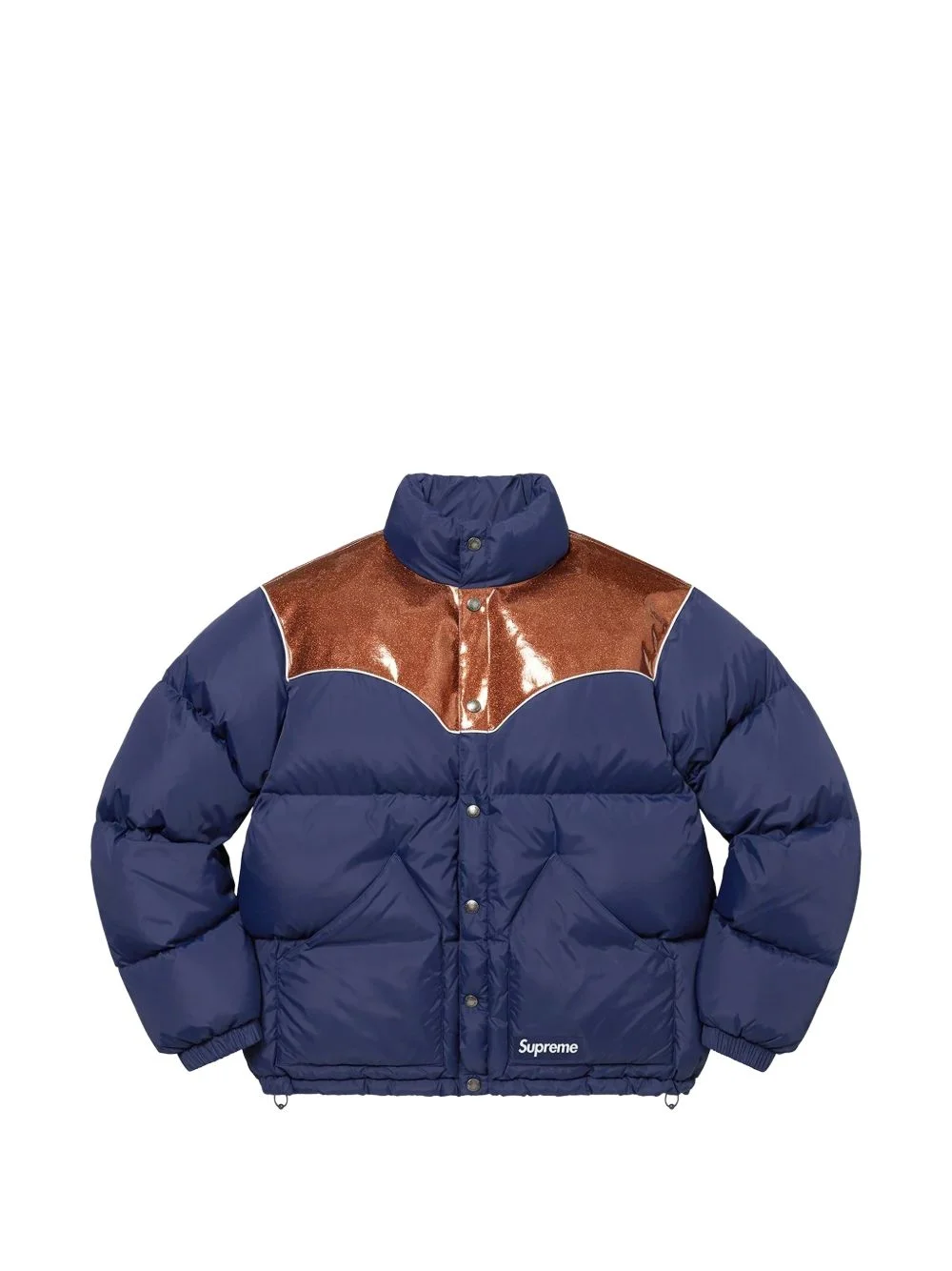glitter-panel padded jacket - 1