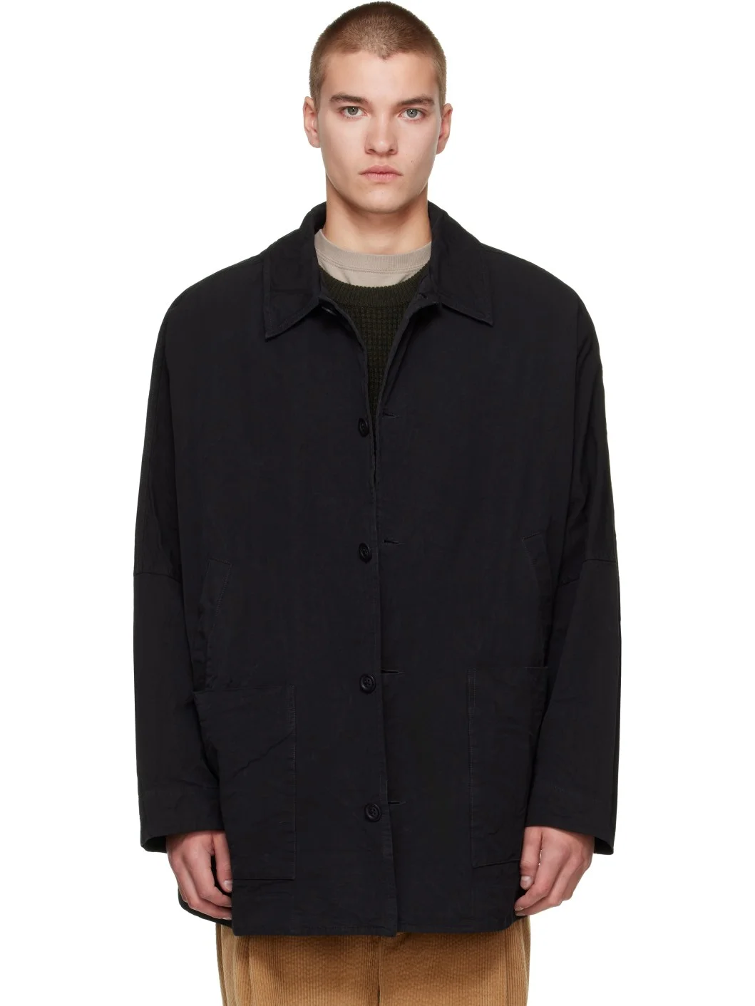 Black Double Cot Weiping Jacket - 1