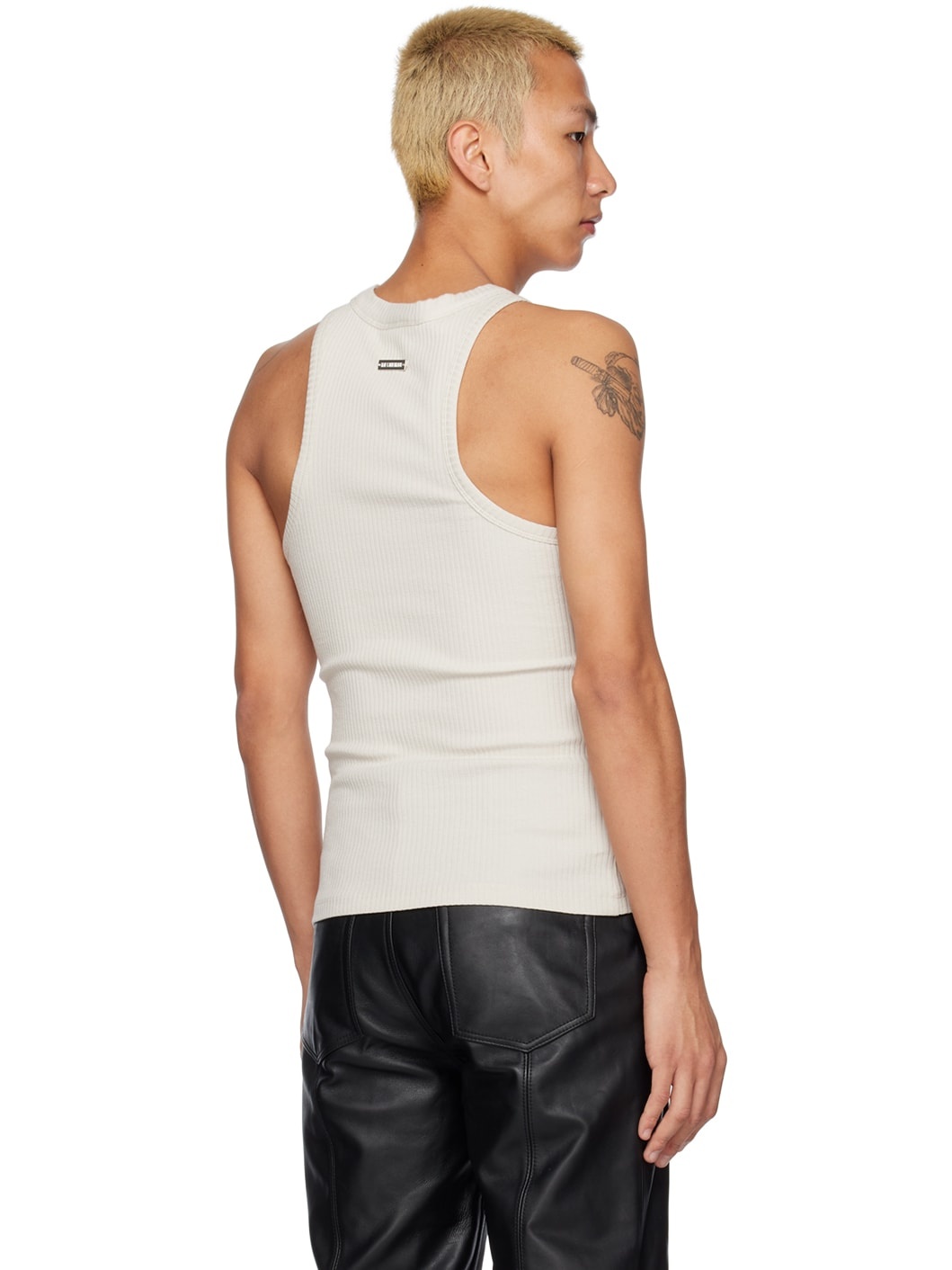 Beige Light Ribbed Tank Top - 3