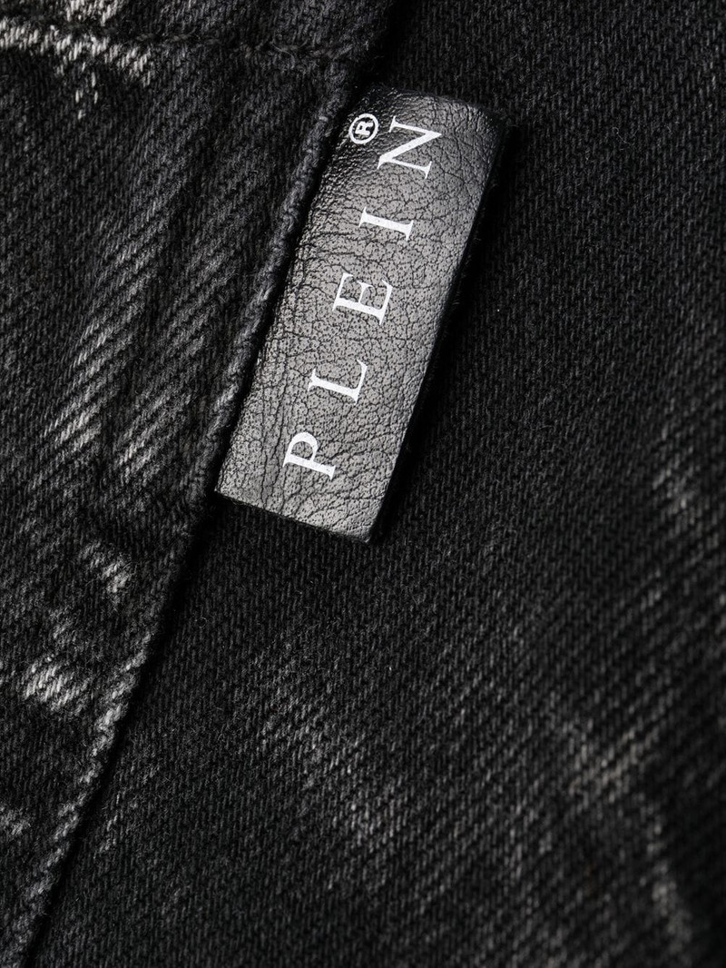 bleached graphic-print denim shorts 7