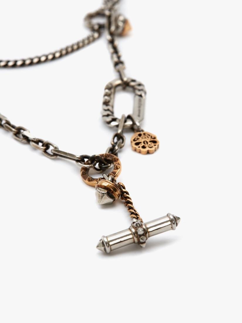 Safety Pin And Stud Necklace in Gold/silver - 3