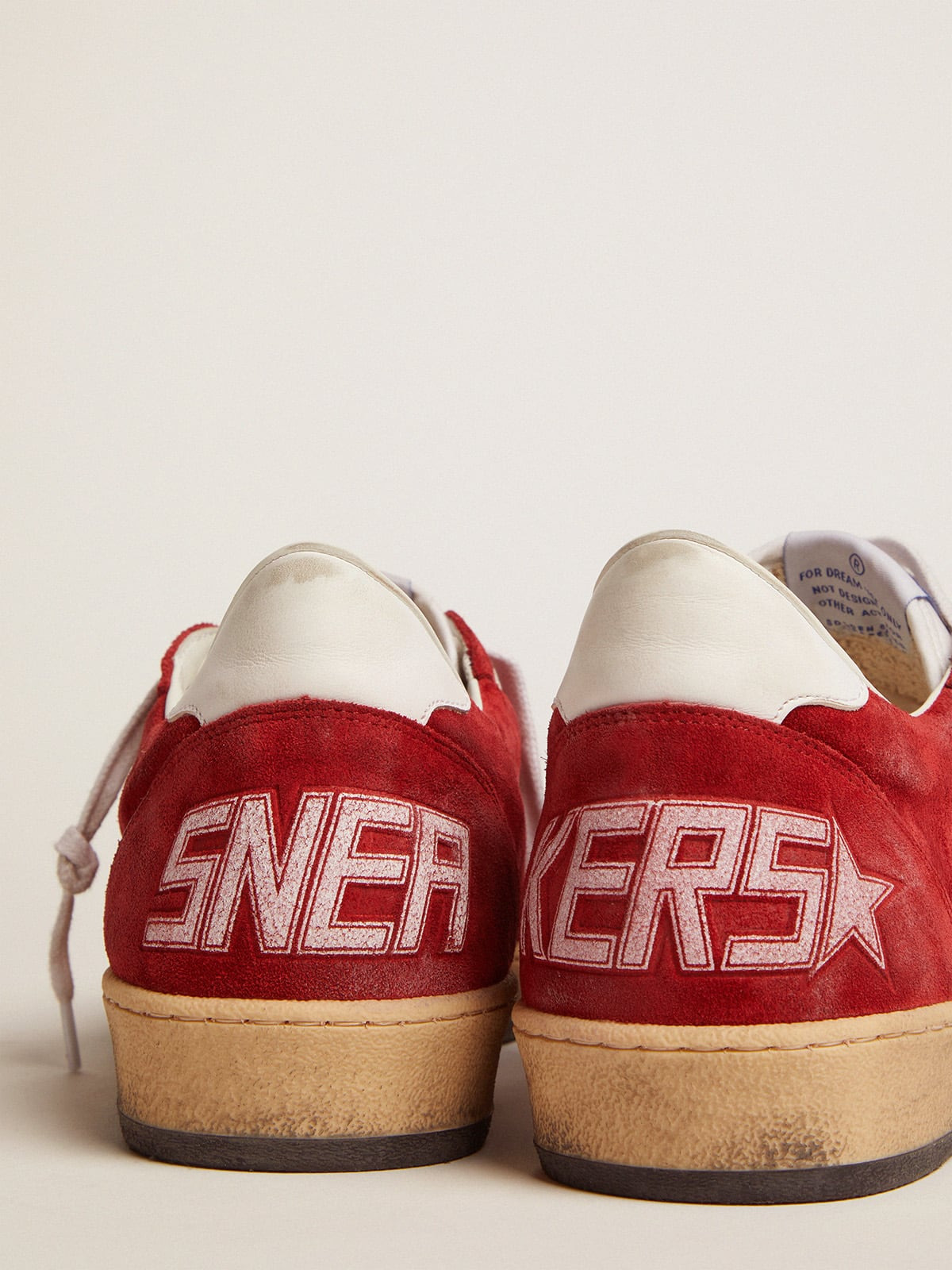 Men's Ball Star in dark red suede with white star and heel tab - 4
