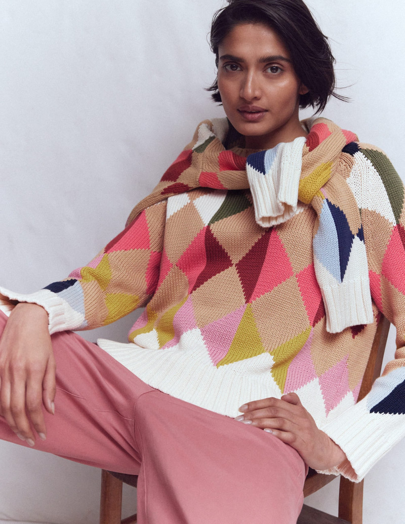 Camilla Cotton Argyle Sweater-Multi Argyle 1