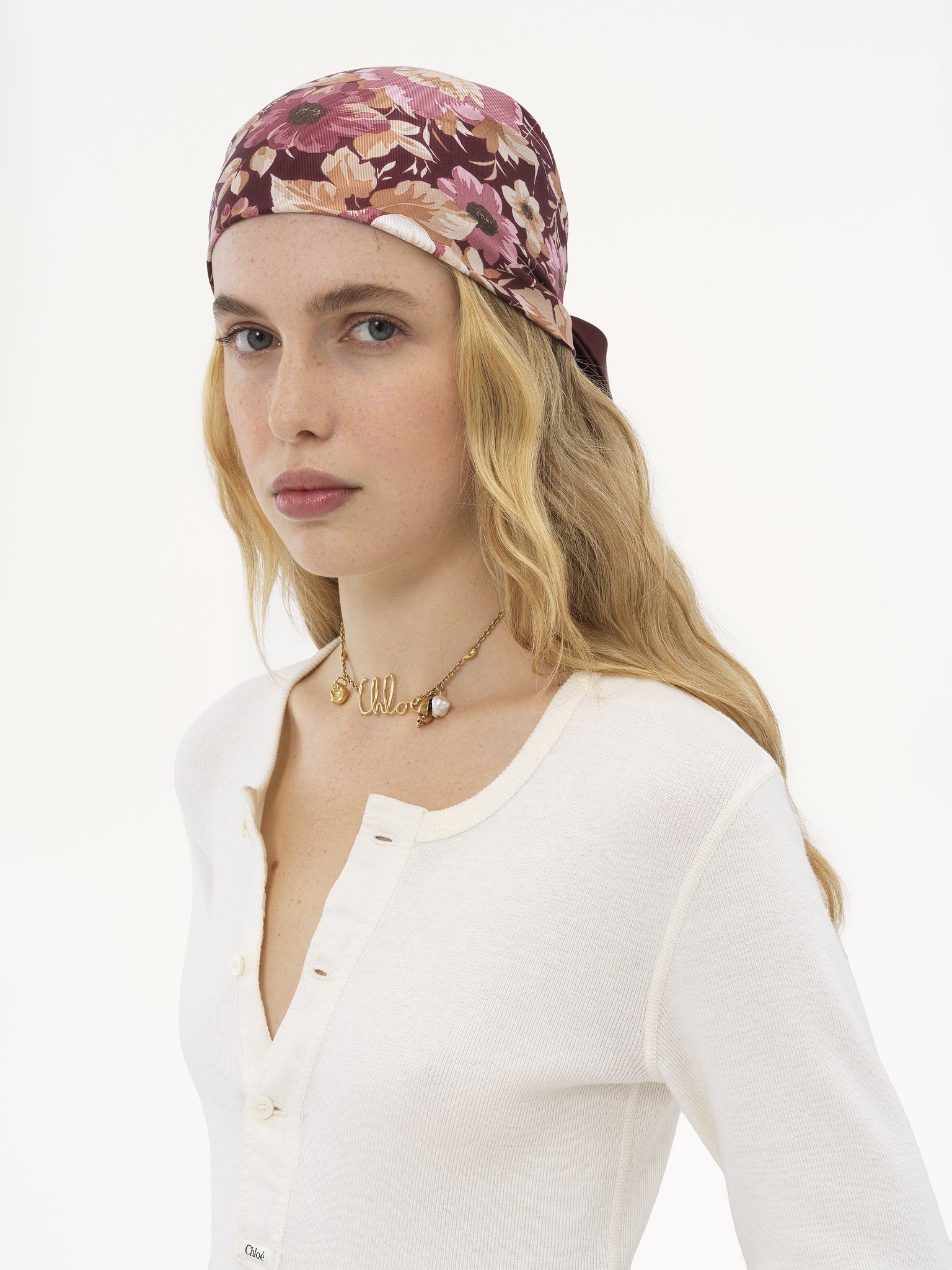 THE CHLOÉ ROSES SQUARE SCARF IN SILK TWILL - 4