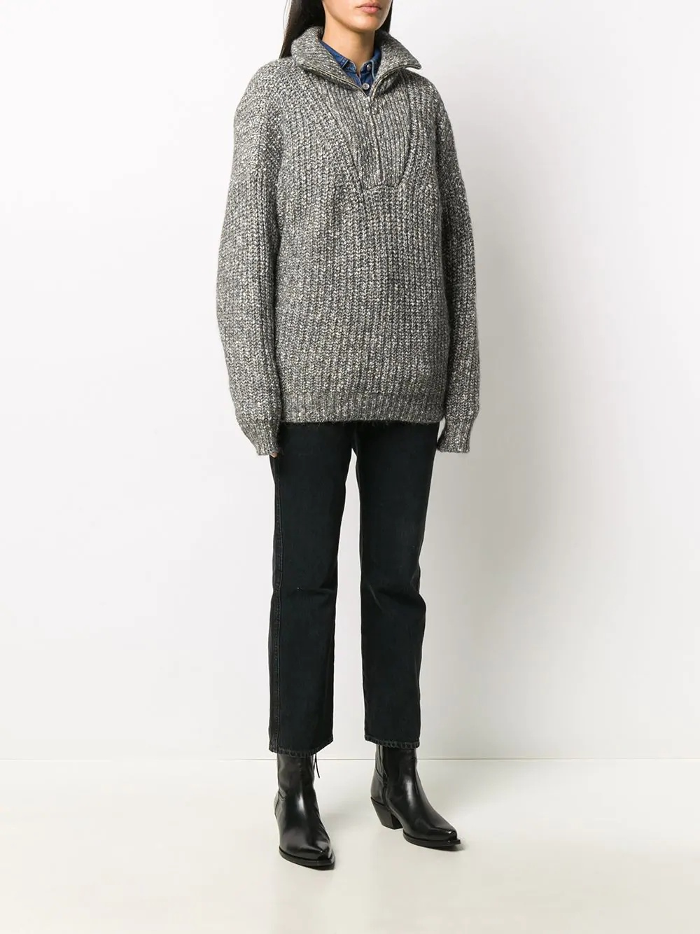 chunky knit zipped jumper - 3