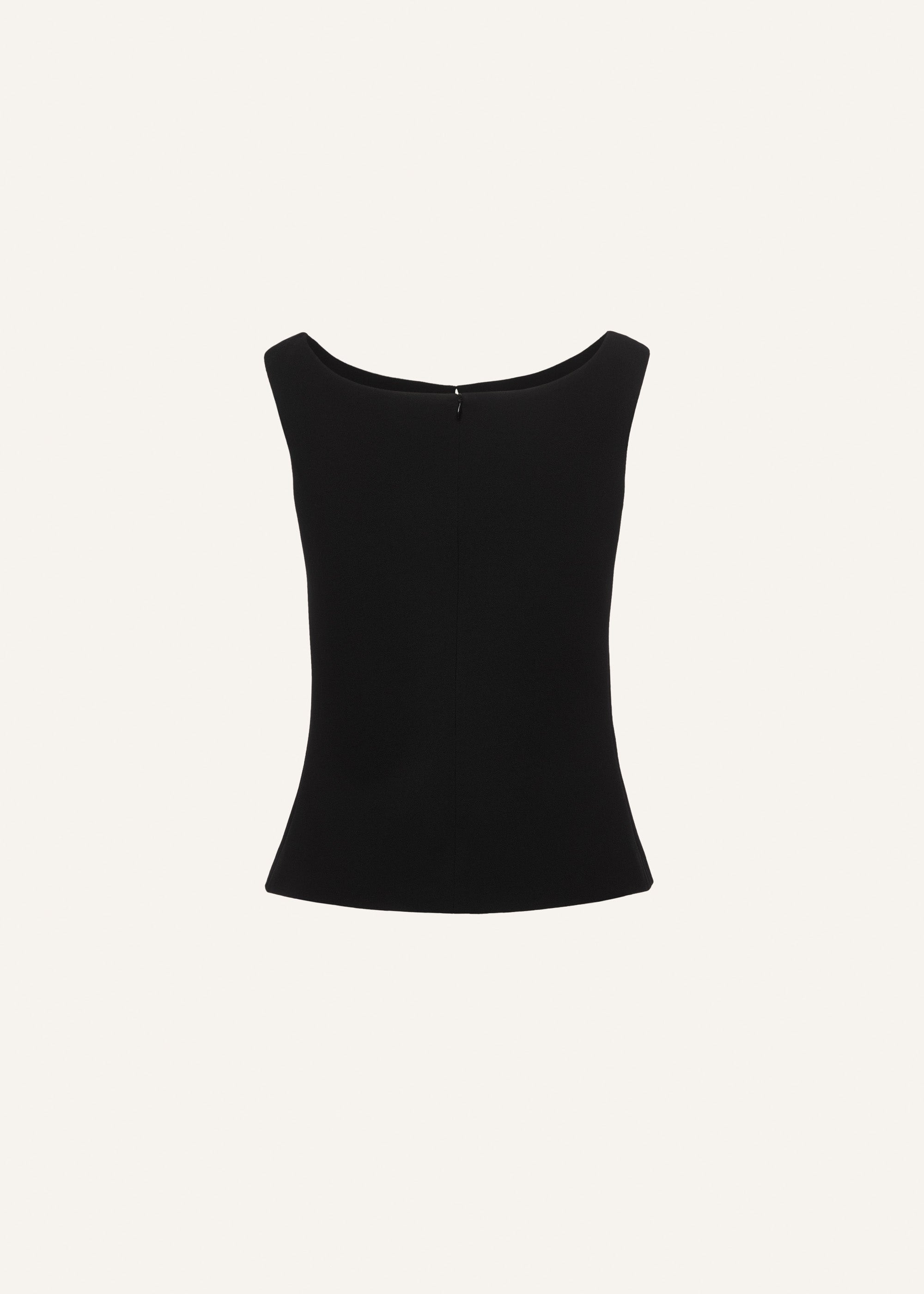 Floral appliqué keyhole top in black - 2