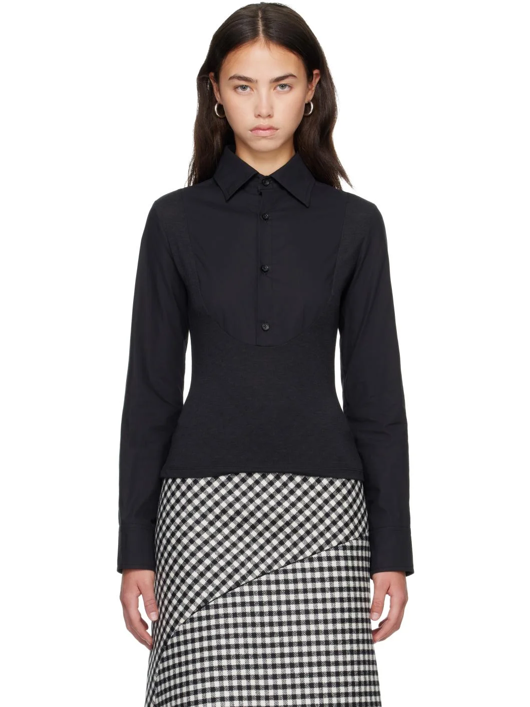 Black Bi Material Shirt - 1