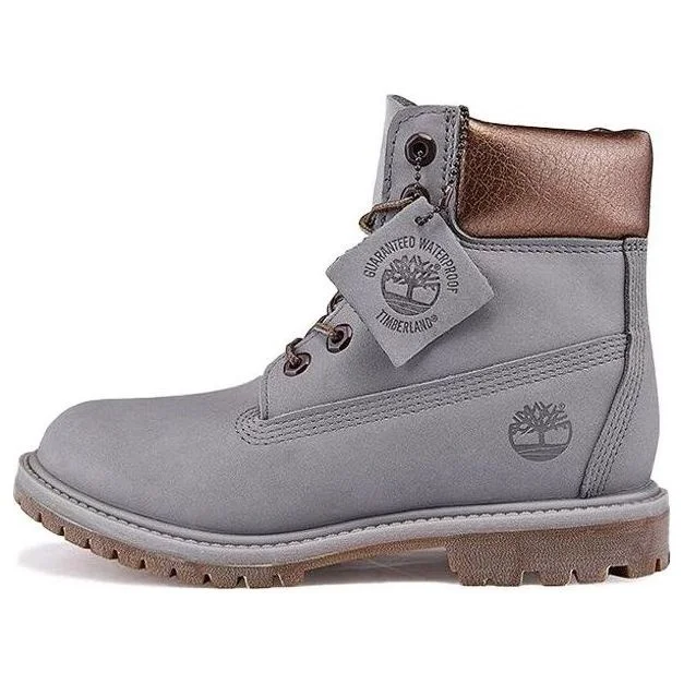 (WMNS) Timberland 6-Inch Premium Waterproof Boots 'Steeple Grey Waterbuck Gunmetal Metallic Collar' - 1