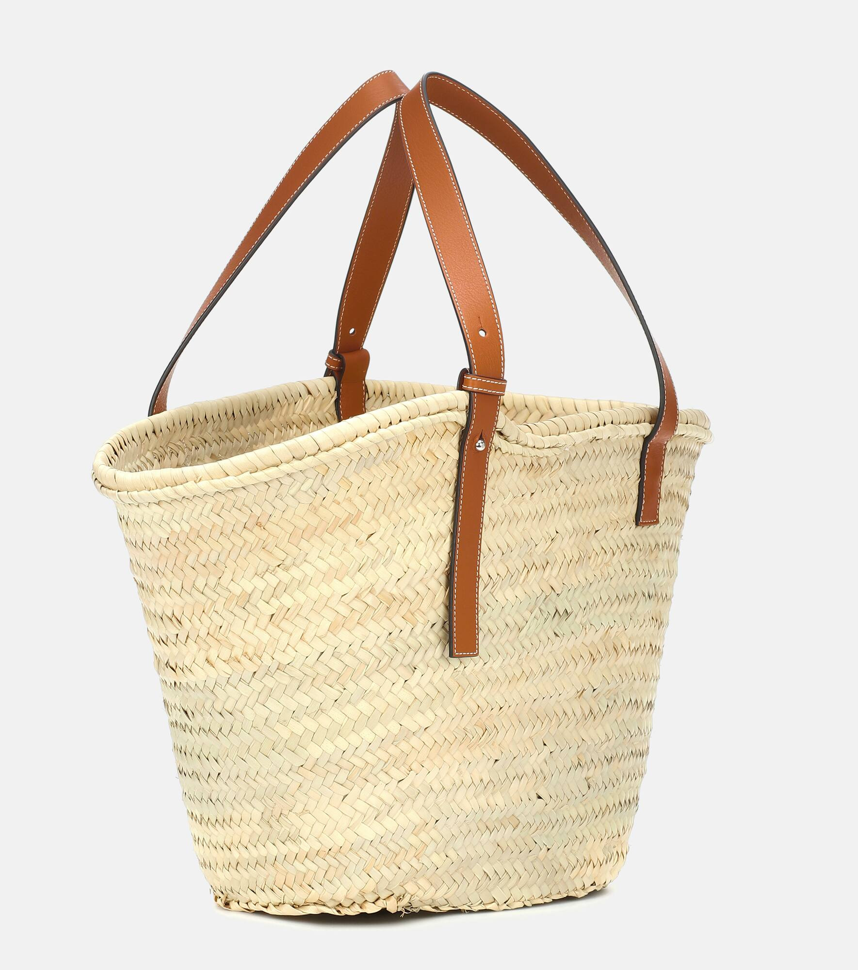 Large leather-trimmed basket tote - 4