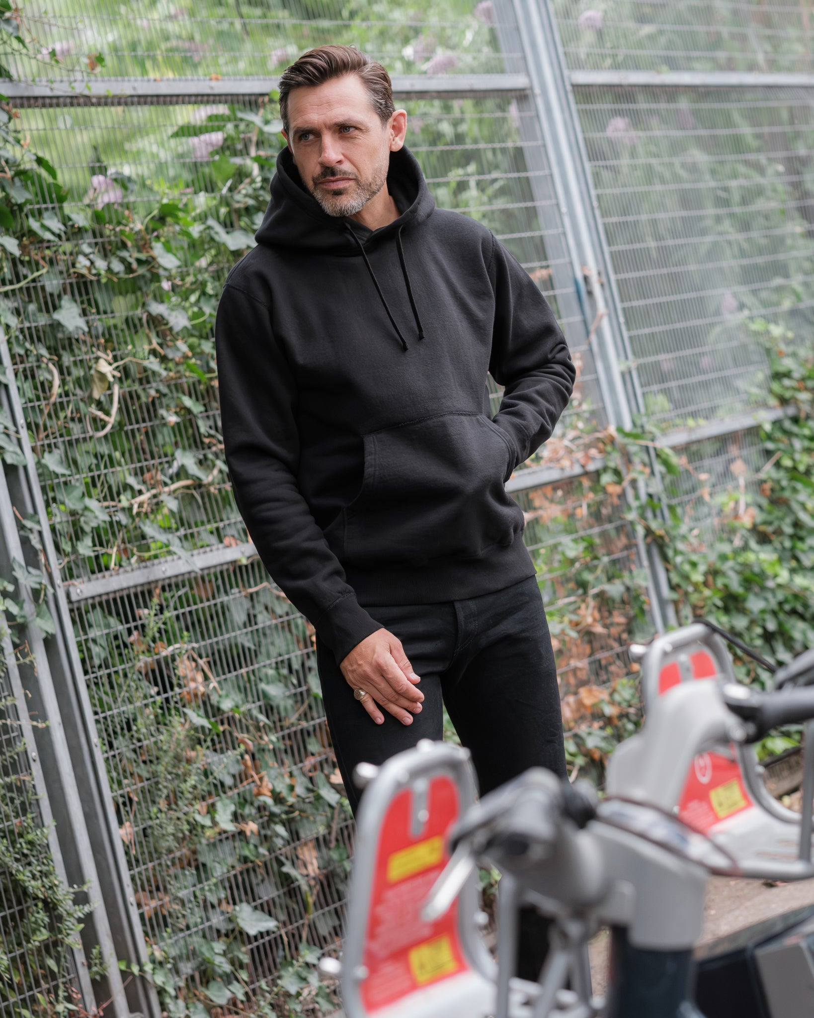 IHSW-49-BLK 14oz Ultra Heavyweight Loopwheel Cotton Hoodie - Black - 4