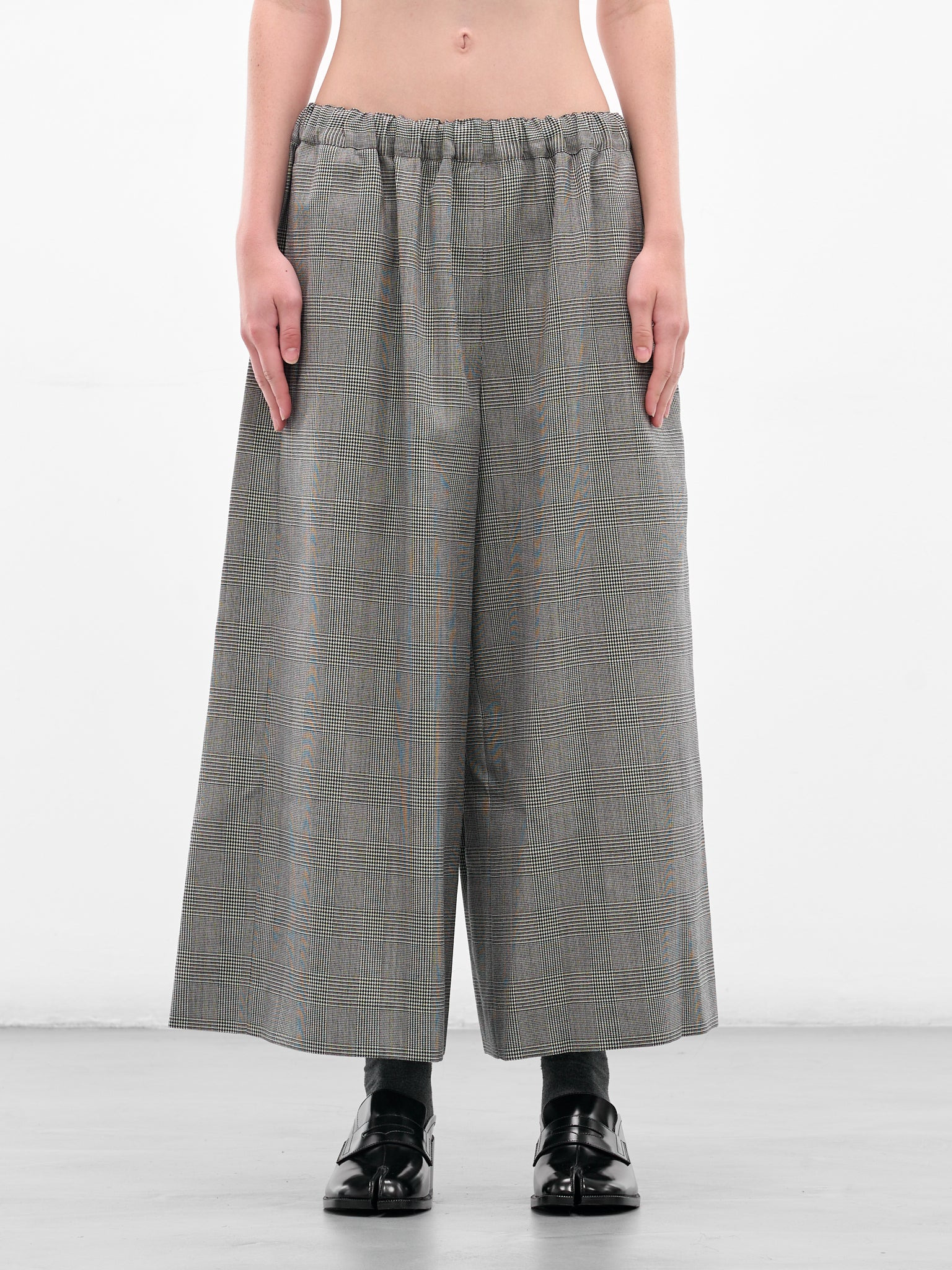 Gray Check Elasticated Baggy Trousers - 1