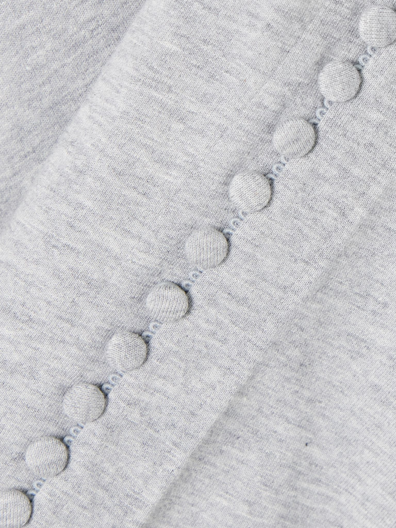 Button-detailed cotton-jersey T-shirt Light gray - 5