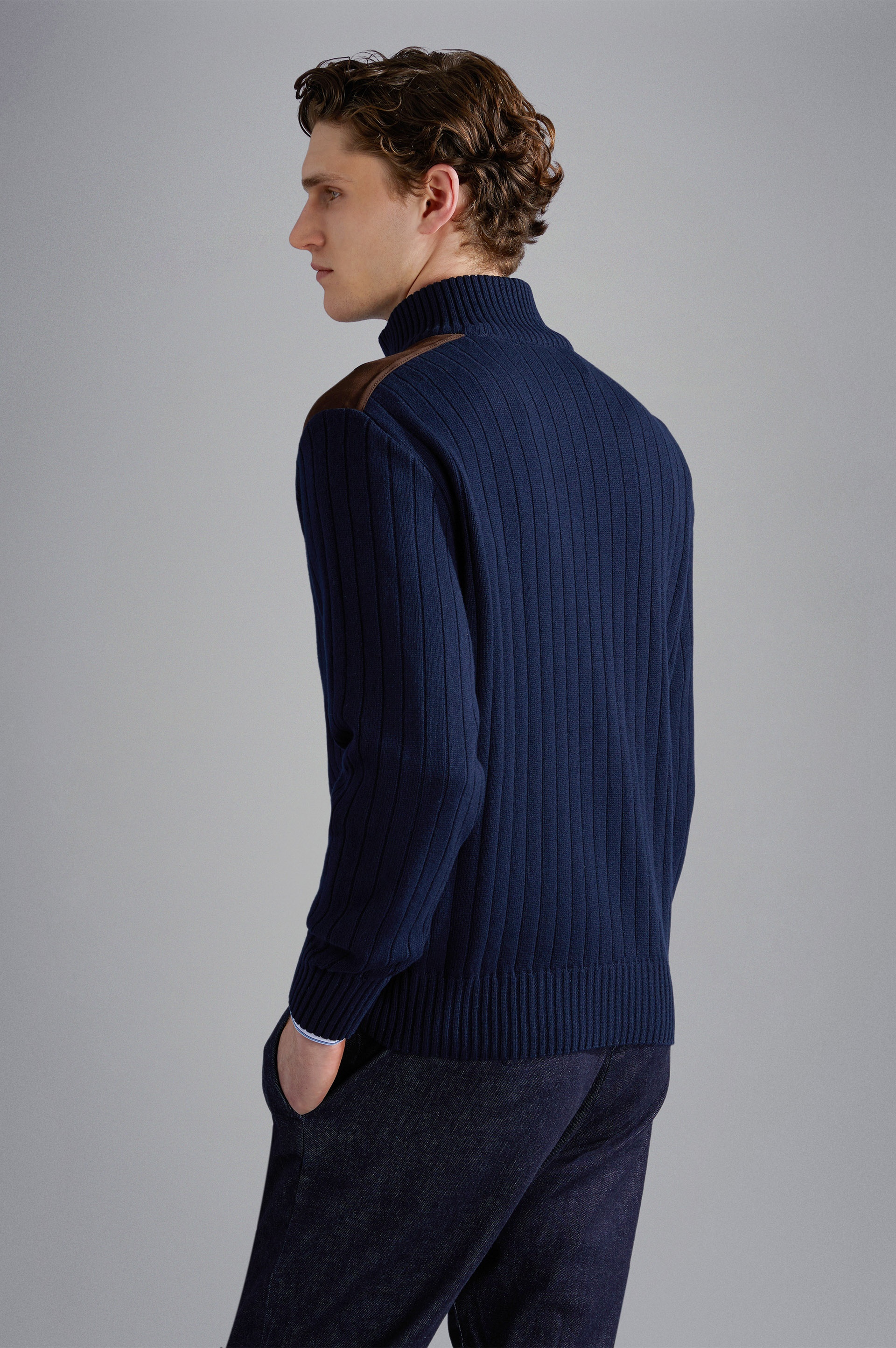 WOOL AND CASHMERE SWEATER WITH LEATHER DETAILS - 3