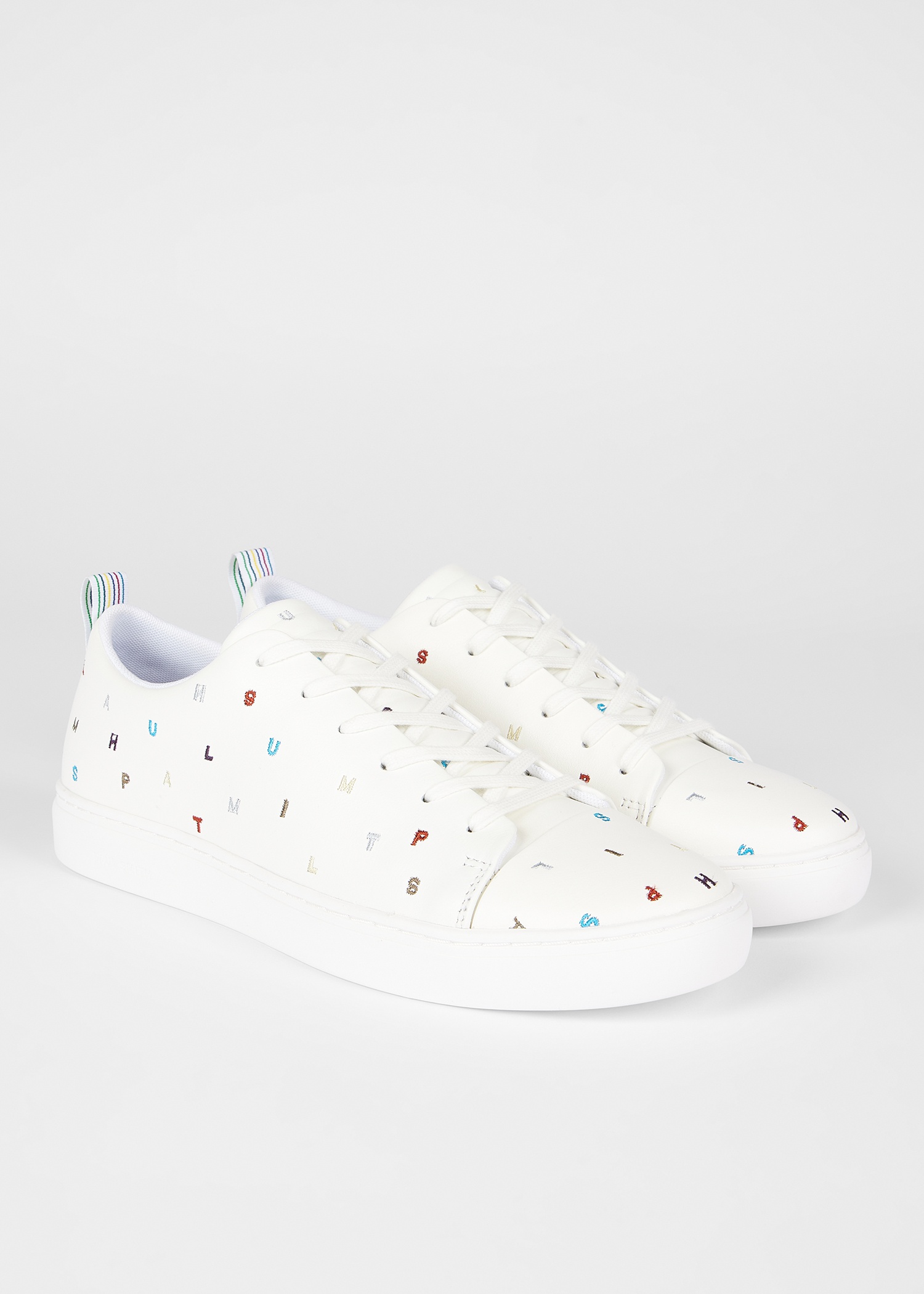 White 'Lee' Letters Embroidered Trainers - 4