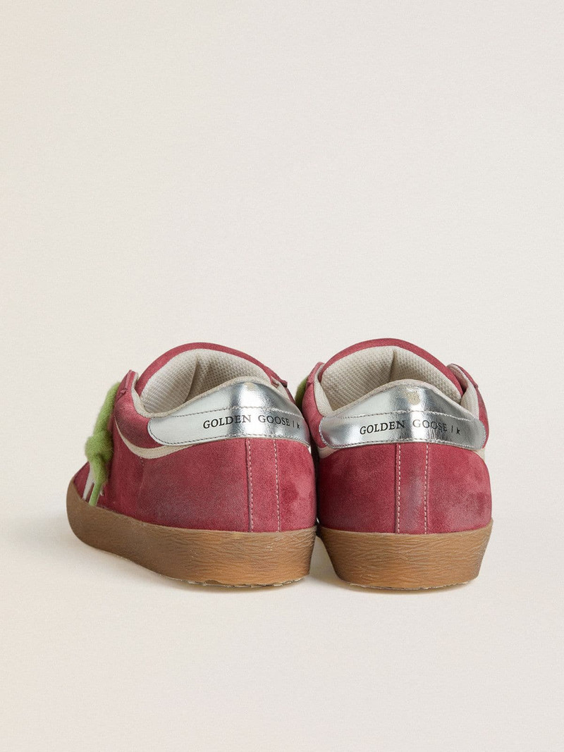 Women’s Super-Star in red suede with white leather star and silver leather heel tab 4
