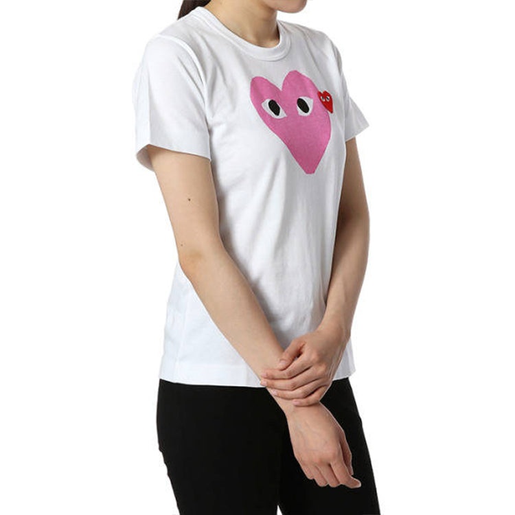 (WMNS) COMME des GARCONS PLAY Colored Heart Tee 'White Pink' AZ-T105-051-4 - 3