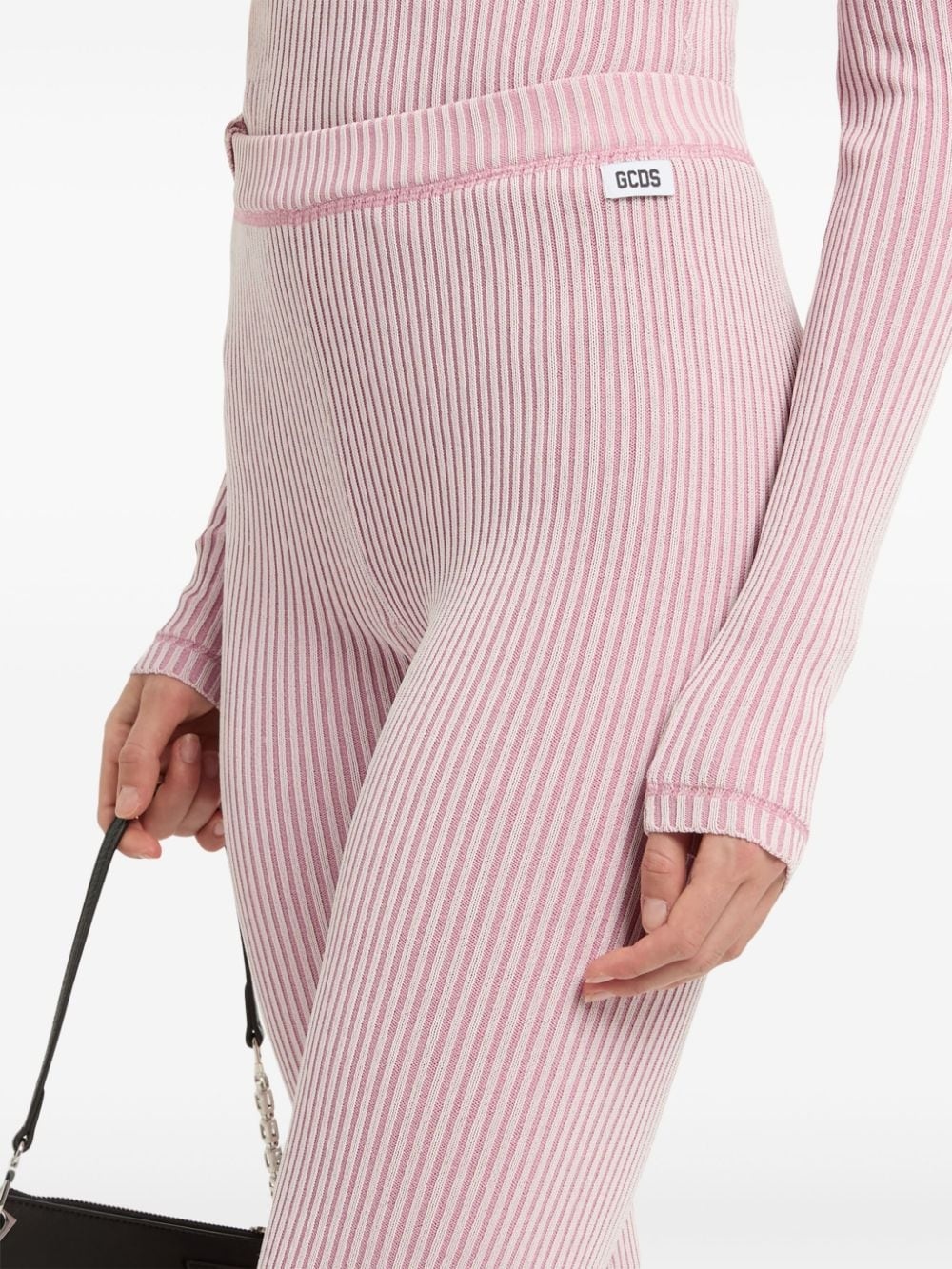ribbed knit flared trousers - 5