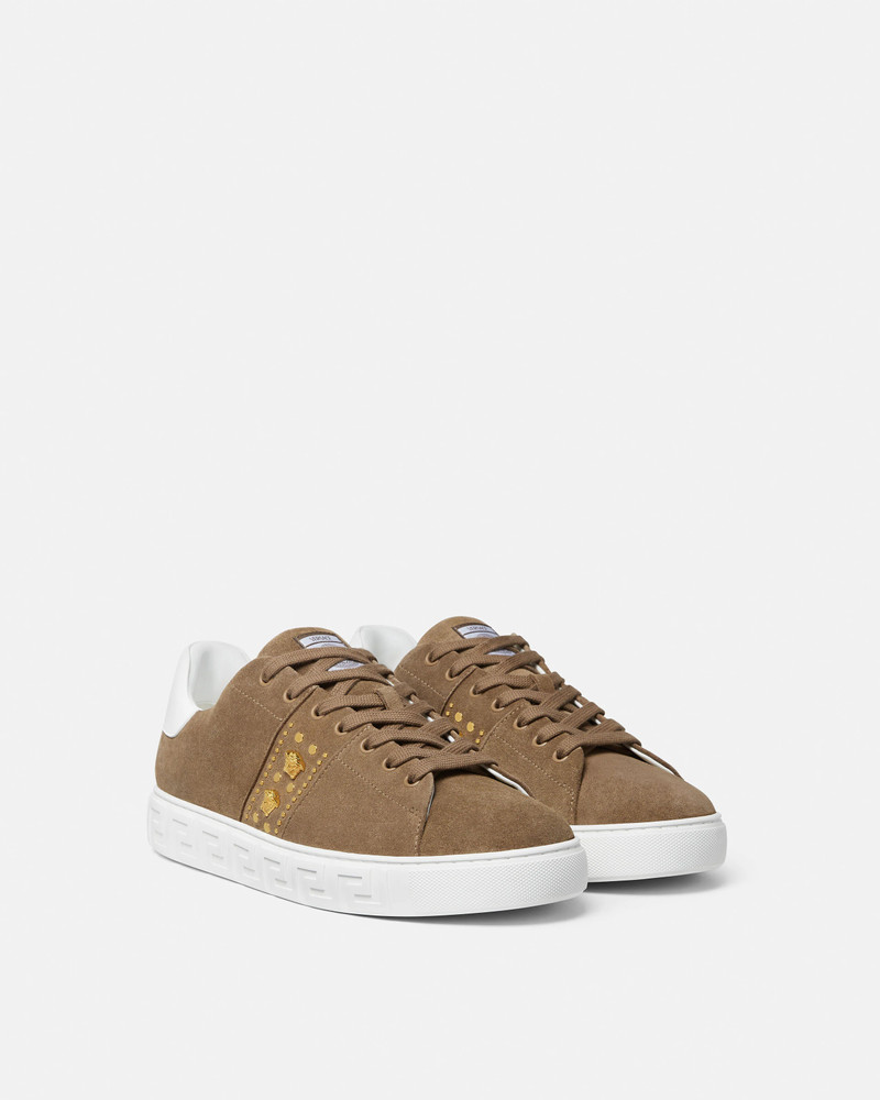 VERSACE Greca Embellished Suede Sneakers outlook