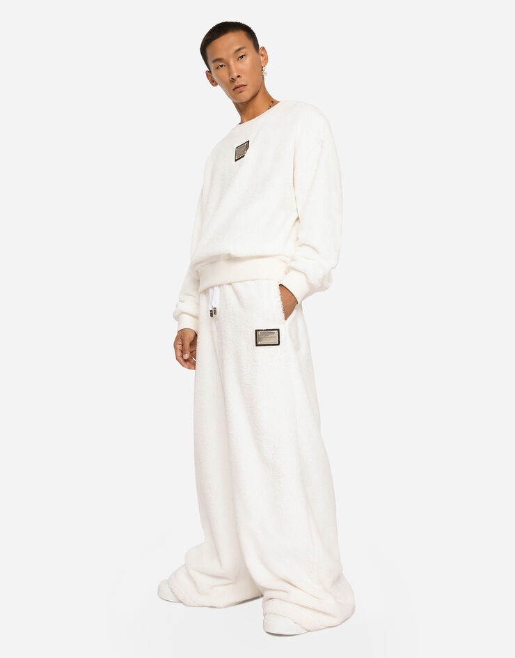 Round-neck terrycloth sweatshirt with logo tag - 3