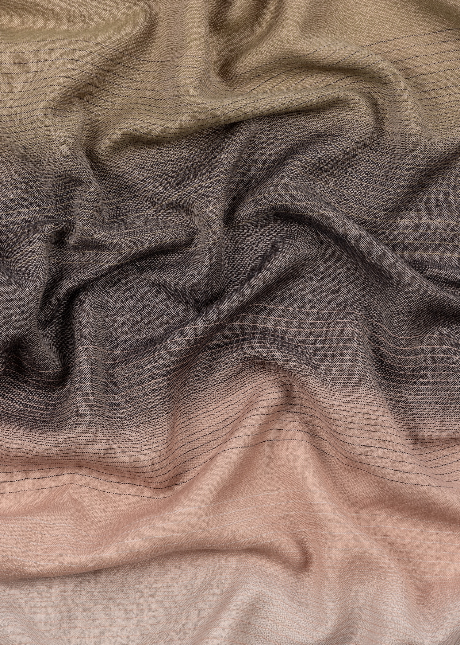 Women's Pale Pink Gradient Stripe Wool Scarf - 3