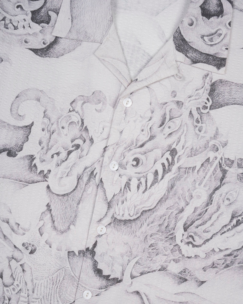 Dragonspeaker Seersucker Short Sleeve Button Up - White Multi 3