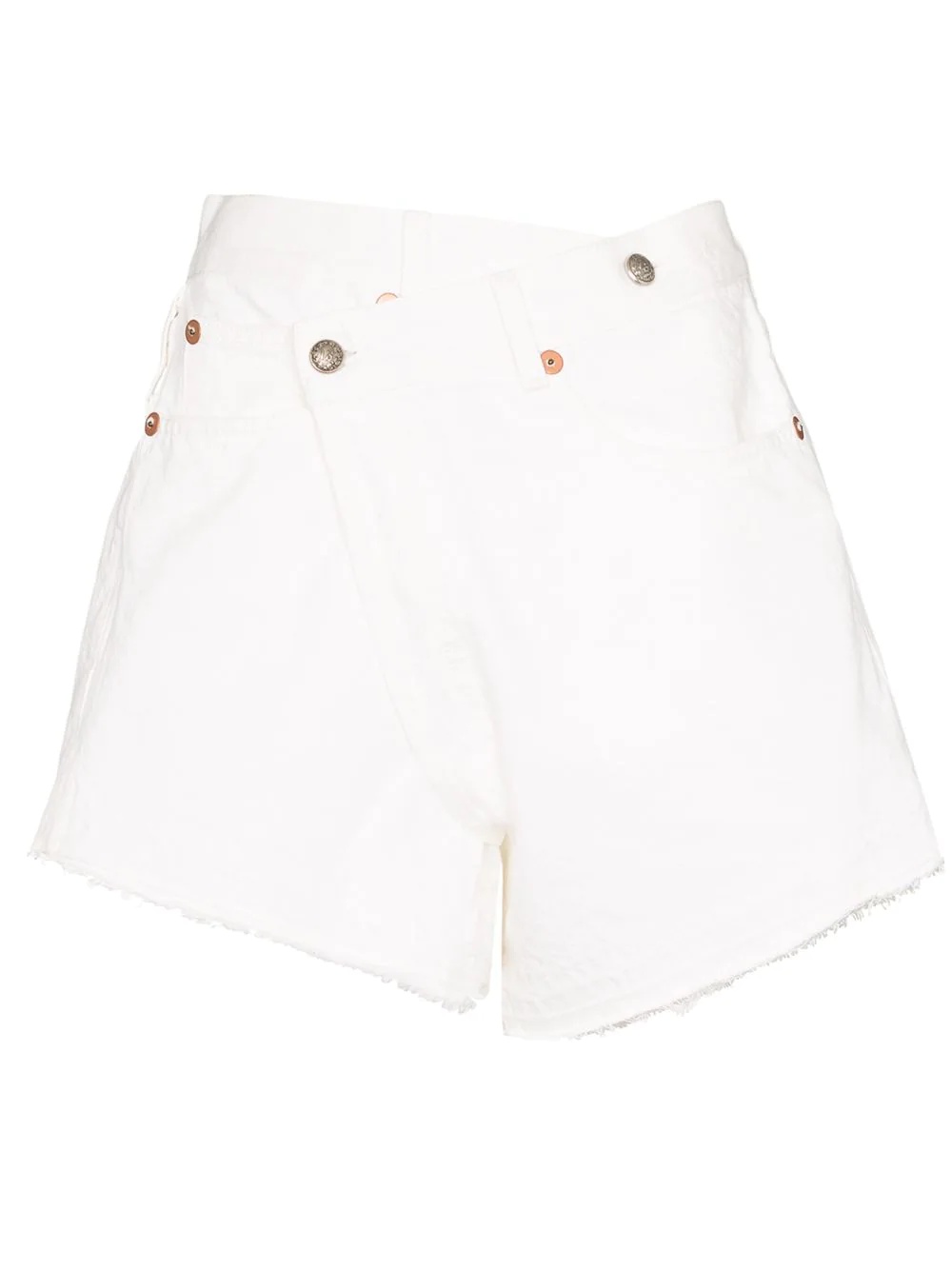 crossover waist denim shorts - 1