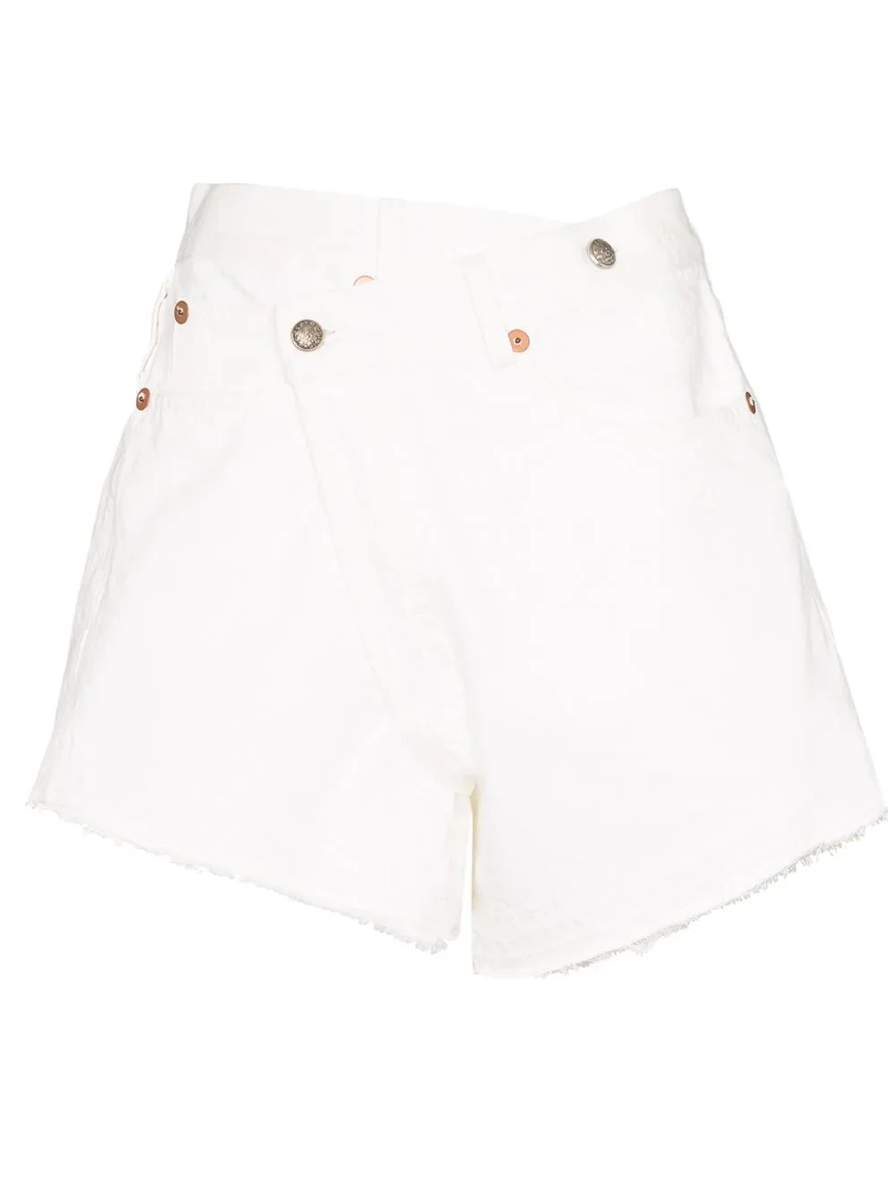 crossover waist denim shorts - 1