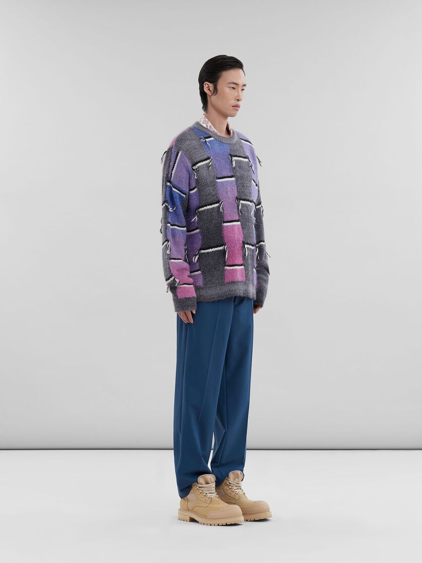 BLUE WOOL TROUSERS WITH MARNI MENDING LOGO - 5