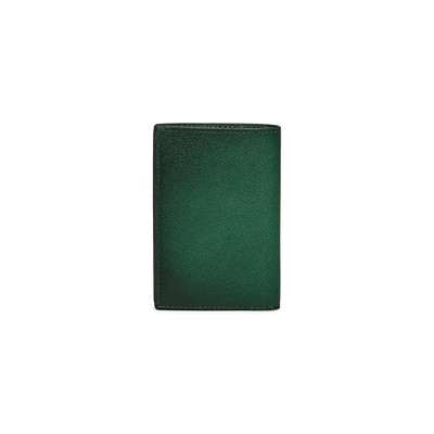 Santoni Green saffiano leather vertical wallet outlook