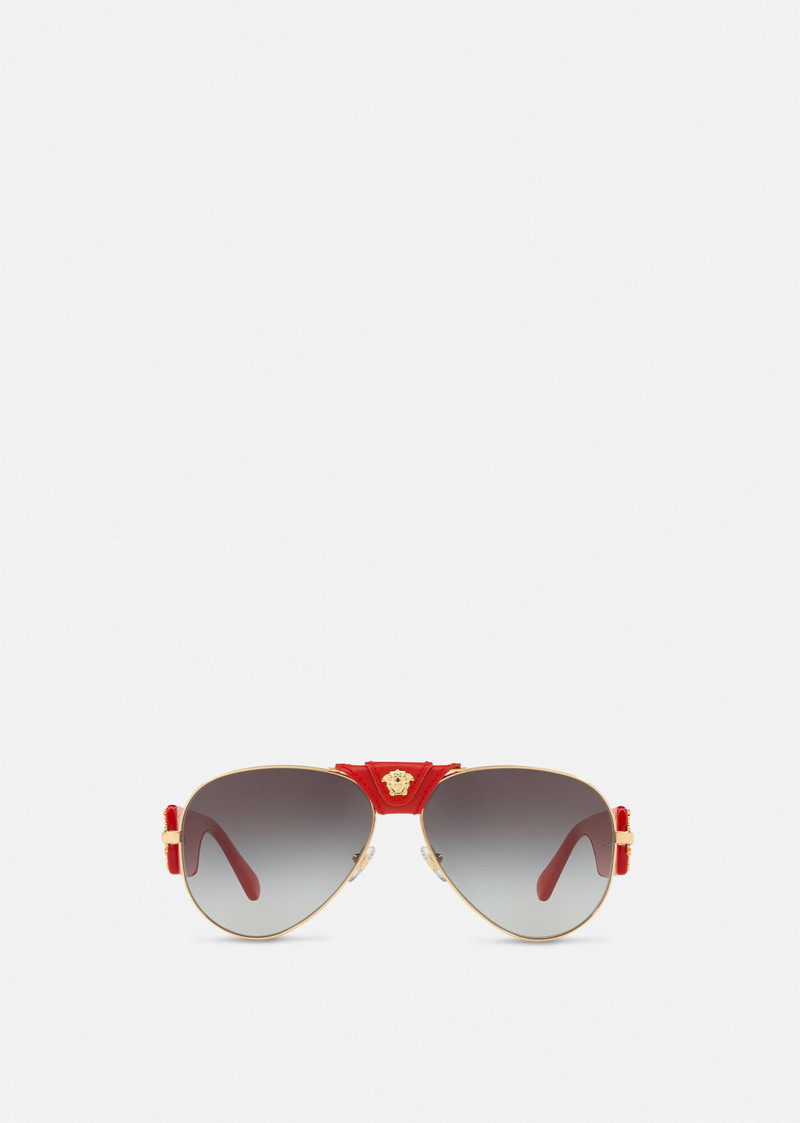 VERSACE Red Baroque Pilot Sunglasses outlook