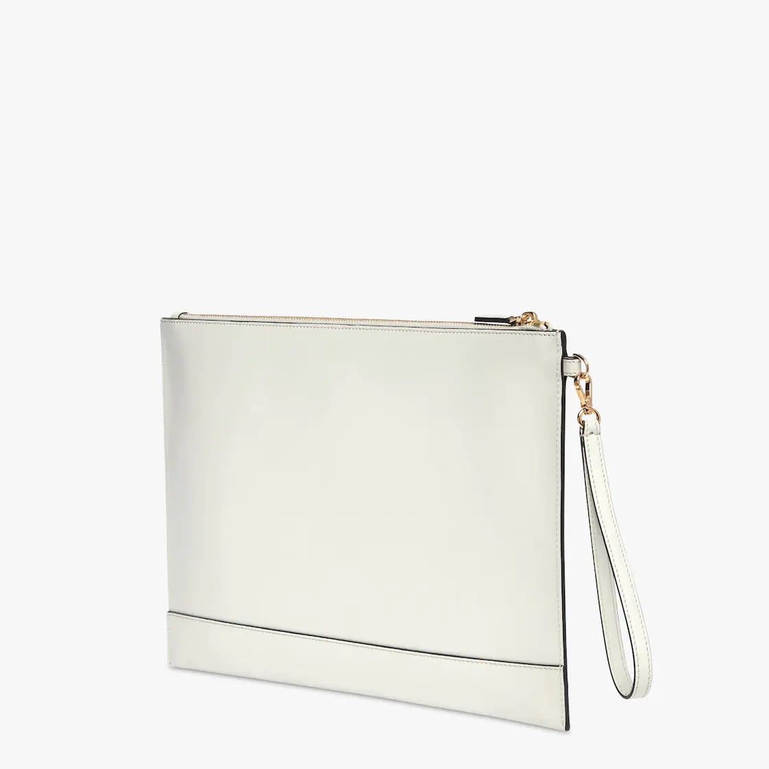 Large pouch with removable bracelet handle. Zip fastening. Made of light gray leather. Embellished w - 2