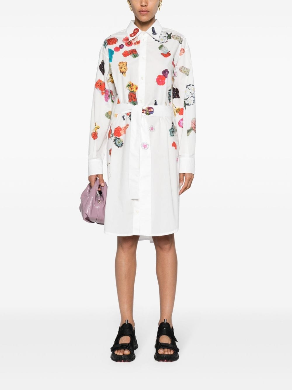 floral-print cotton shirtdress - 2