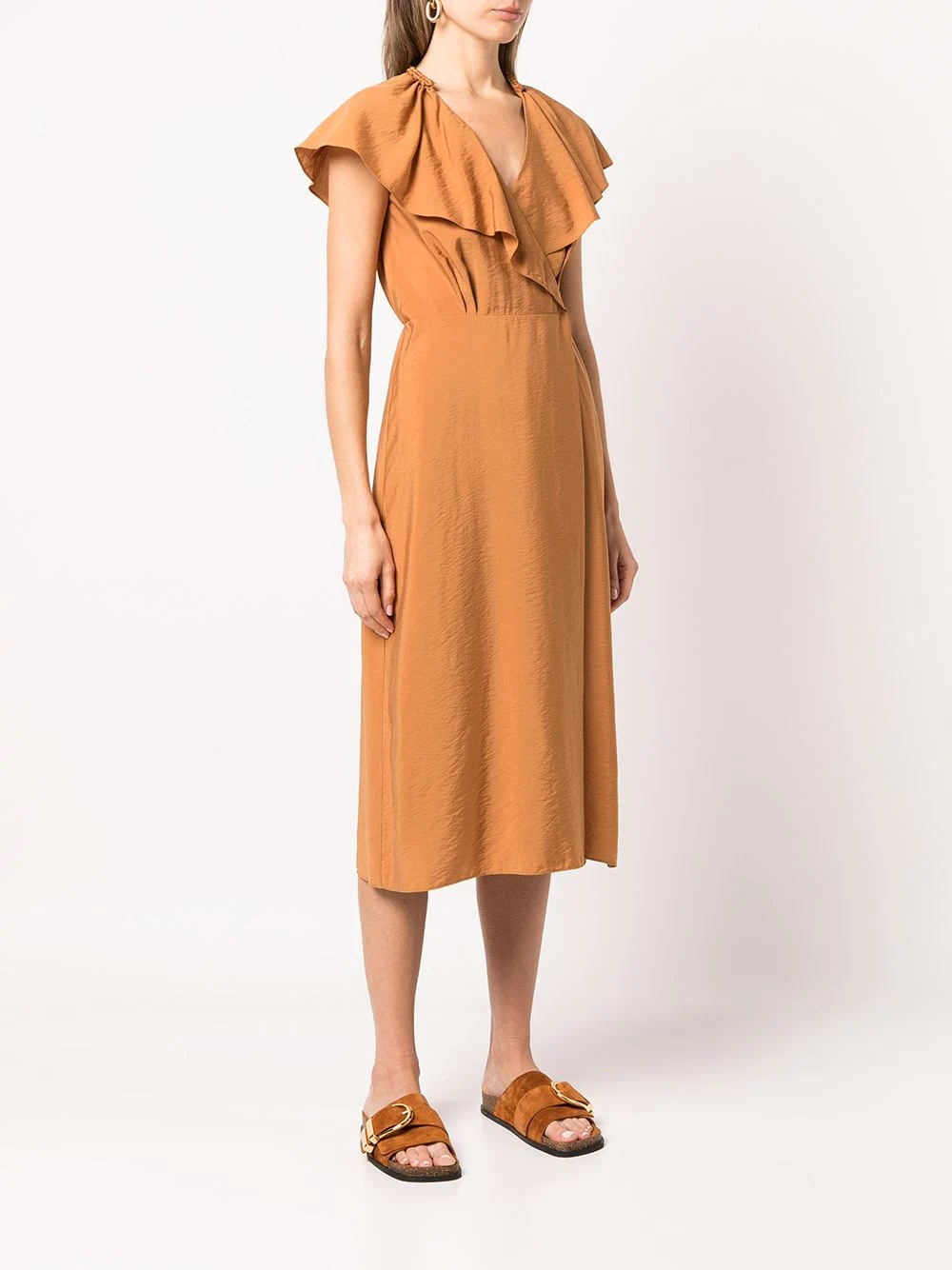 ruffled wrap midi dress - 3