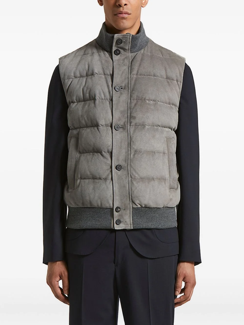 quilted suede gilet - 1