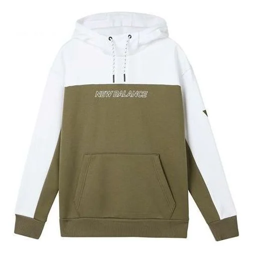 New Balance Casual Color Block Hoodie 'White Olive Green' AMT04368-OV - 1