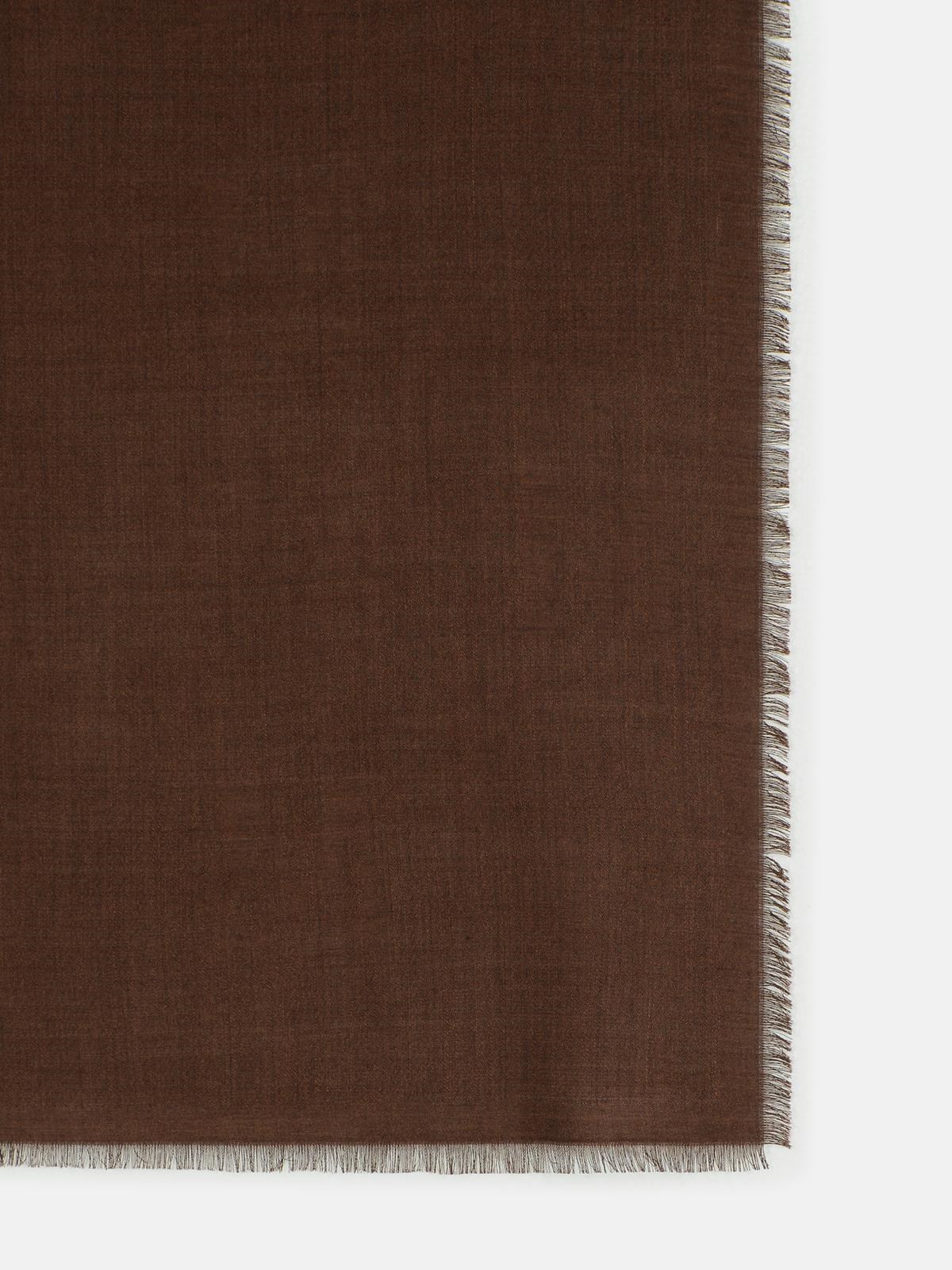 'CURVONE' BROWN WOOL BLEND SCARF - 3