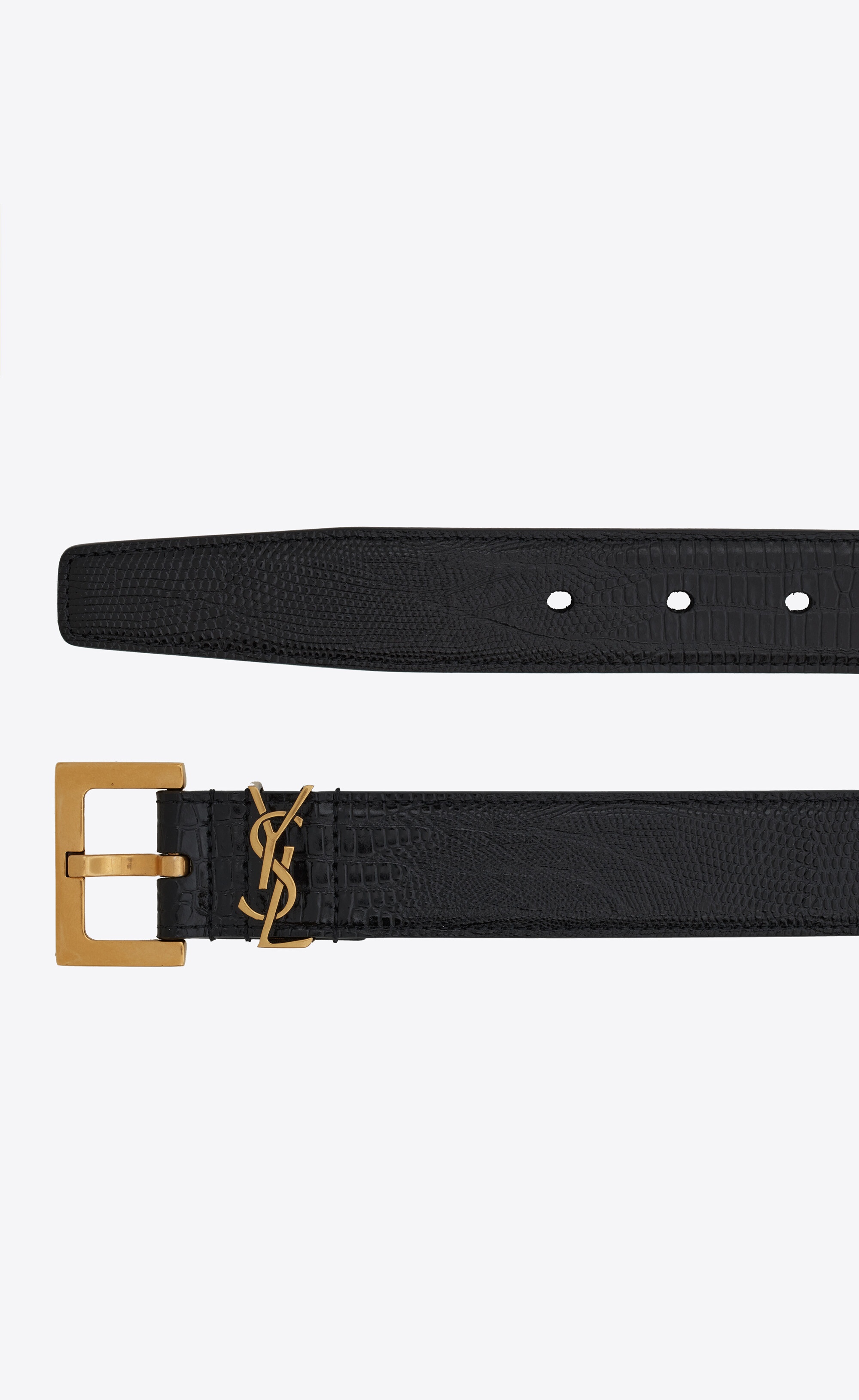 monogram belt with square buckle in lizard-embossed leather - 2