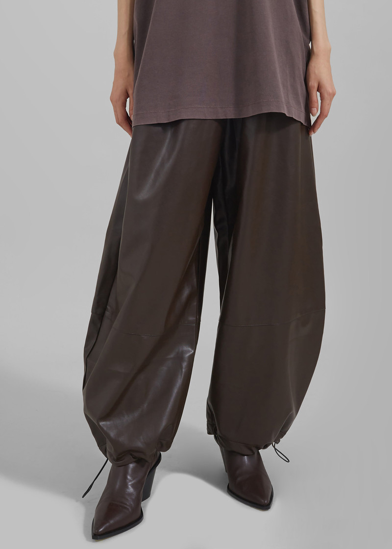 Briar Faux Leather Balloon Pants - Brown 6