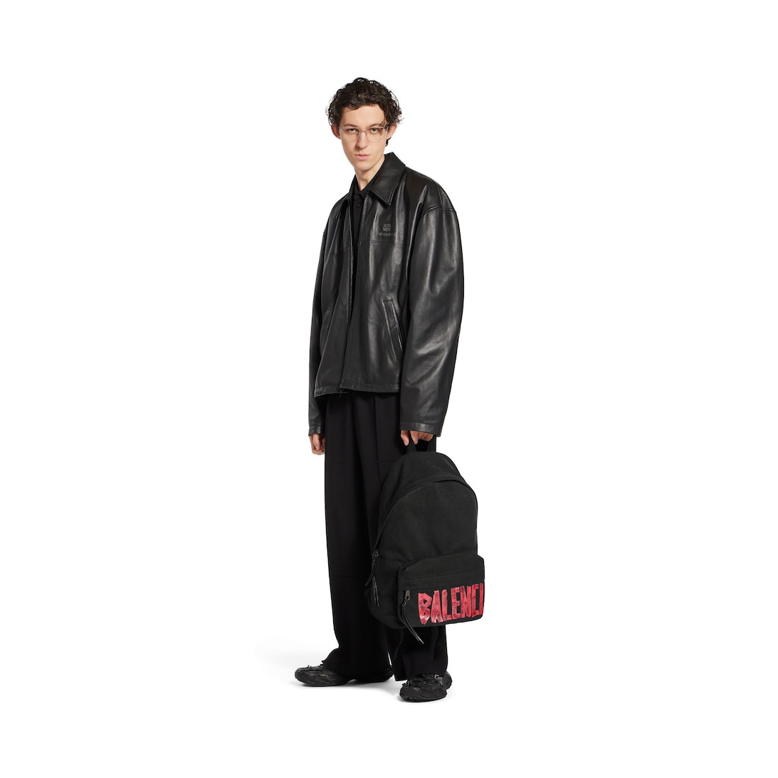Men's Tape Type Backpack in Black/red - 6