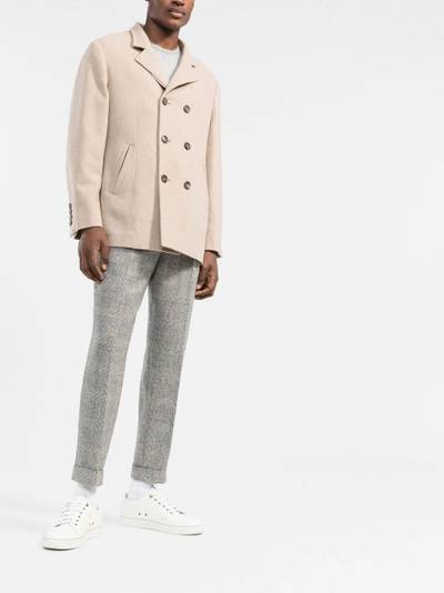 Brunello Cucinelli checked pressed-crease tapered trousers outlook