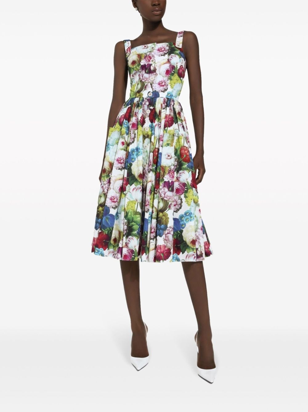 Dolce & Gabbana Flower Print Midi Cotton Dress - 2