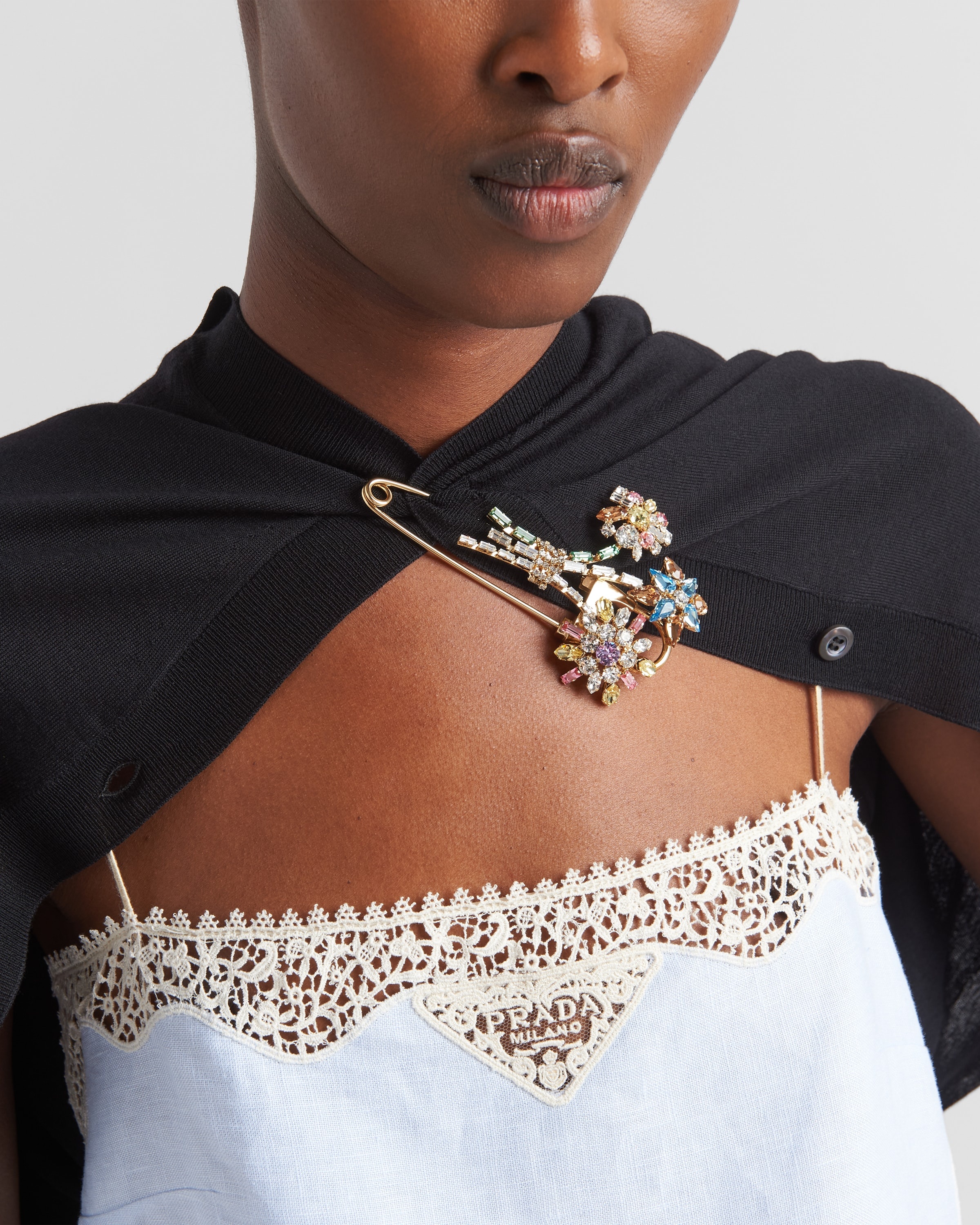 Metal brooch with crystals - 3