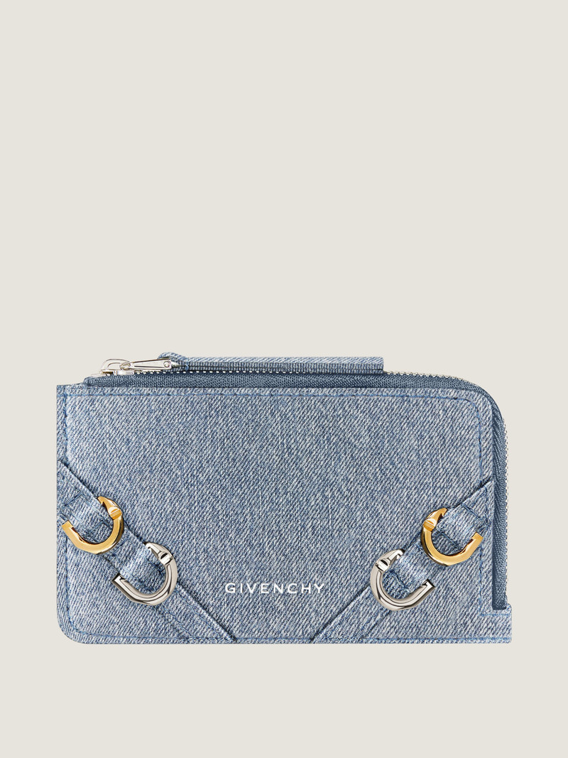 VOYOU ZIPPED CARD HOLDER IN DENIM 3