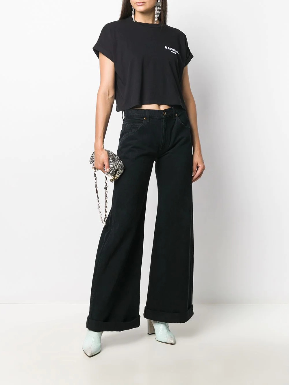 logo-embroidered cropped T-shirt - 2